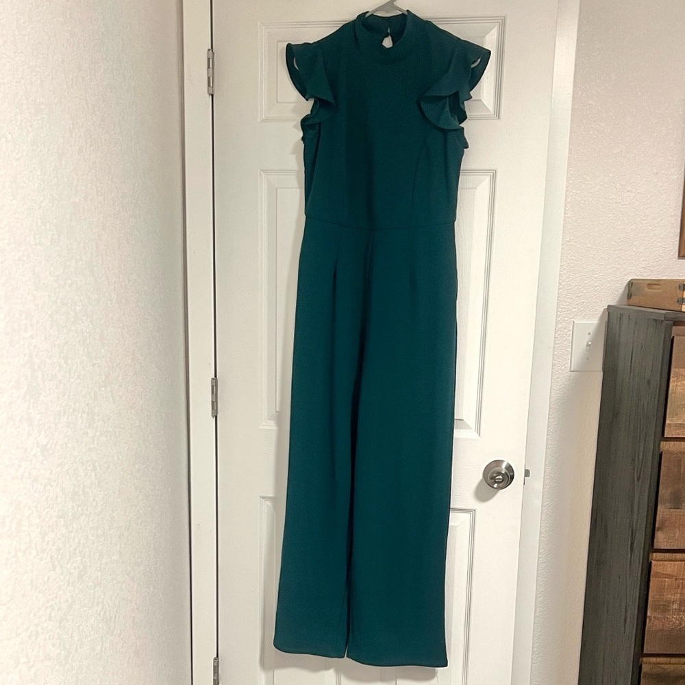 Blue Rain Dark Teal Ruffle Jumpsuit